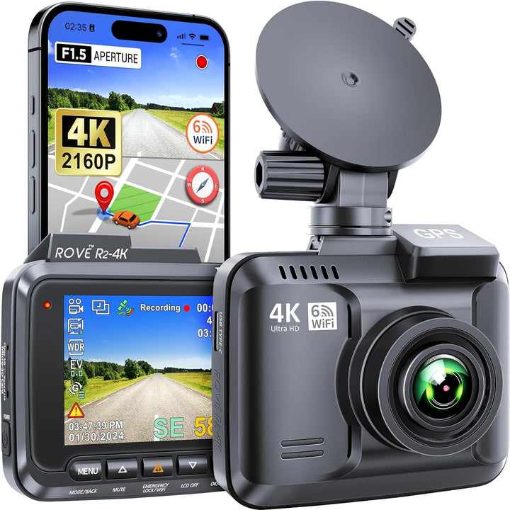 R2-4K Dash Cam Built in Wifi GPS Car Dashboard Camera Recorder with UHD 2160P