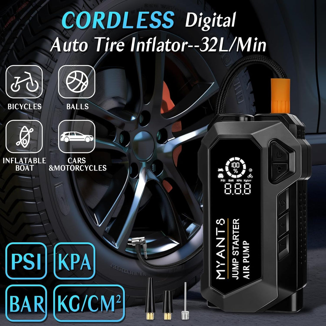 Car Battery Jump Starter with Air Compressor