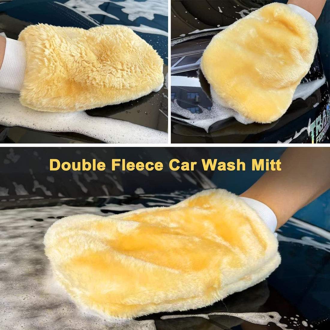 Car Wash Brush Kit, 5 Pack Detachable Chenille Microfiber Car Wash Mop Head with Long Handle