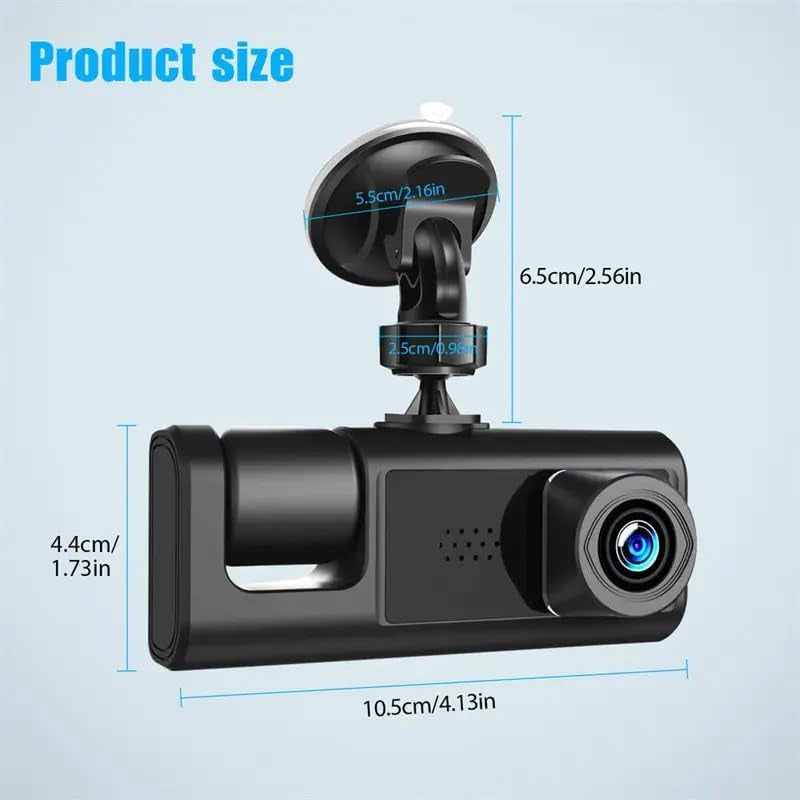 Dash Cam, Front and Rear Triple Lens Dash Cam 1080P Full HD Car Dash Cam with Iris G Sensor