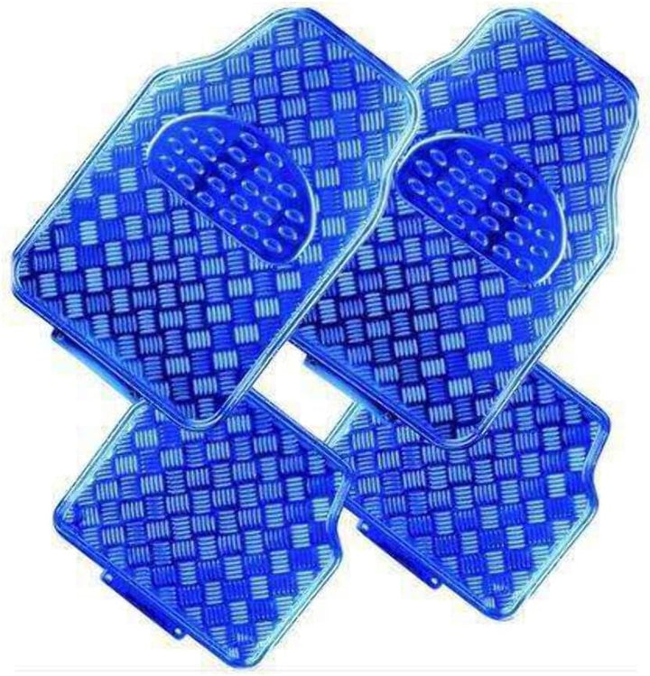 Venom Rubber/Aluminium Look Car Mat 4-Pieces, Blue