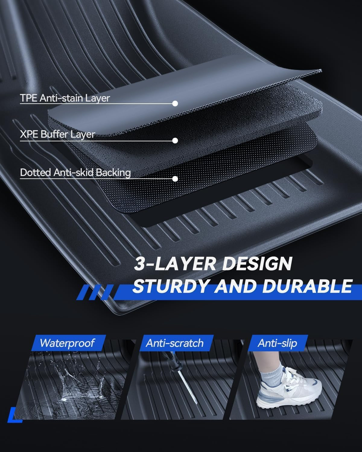 VINBY Floor Mats Made for Tesla Model 3 2024