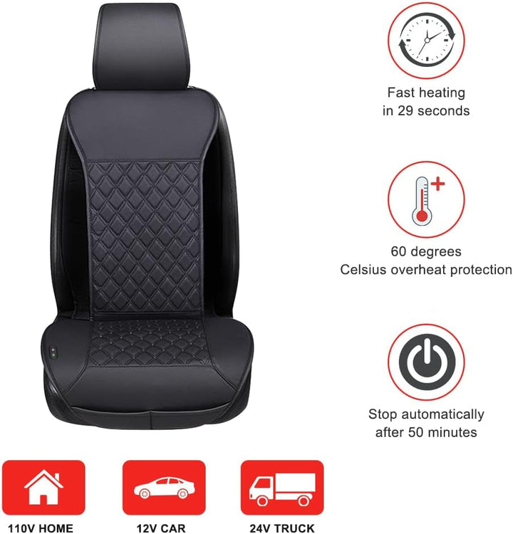 Seat Cushion, Comfortable Seat Cover with Full Back Support, Universal Seat Cushion for Front Seat in Winter