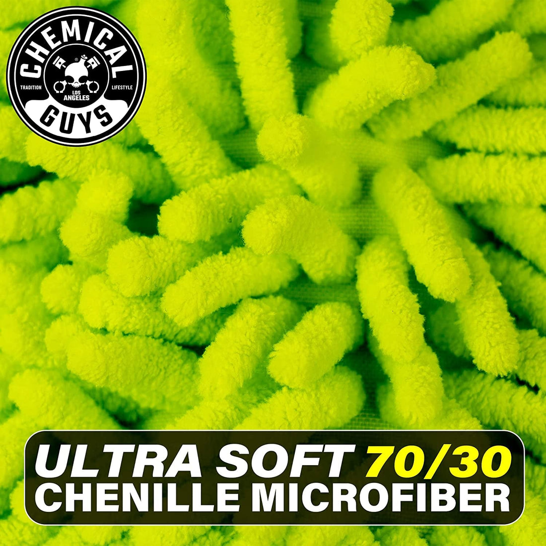 MIC493 Chenille Premium Scratch-Free Microfiber Wash Mitt, Lime Green, 9.6" X 2.3" X 7"