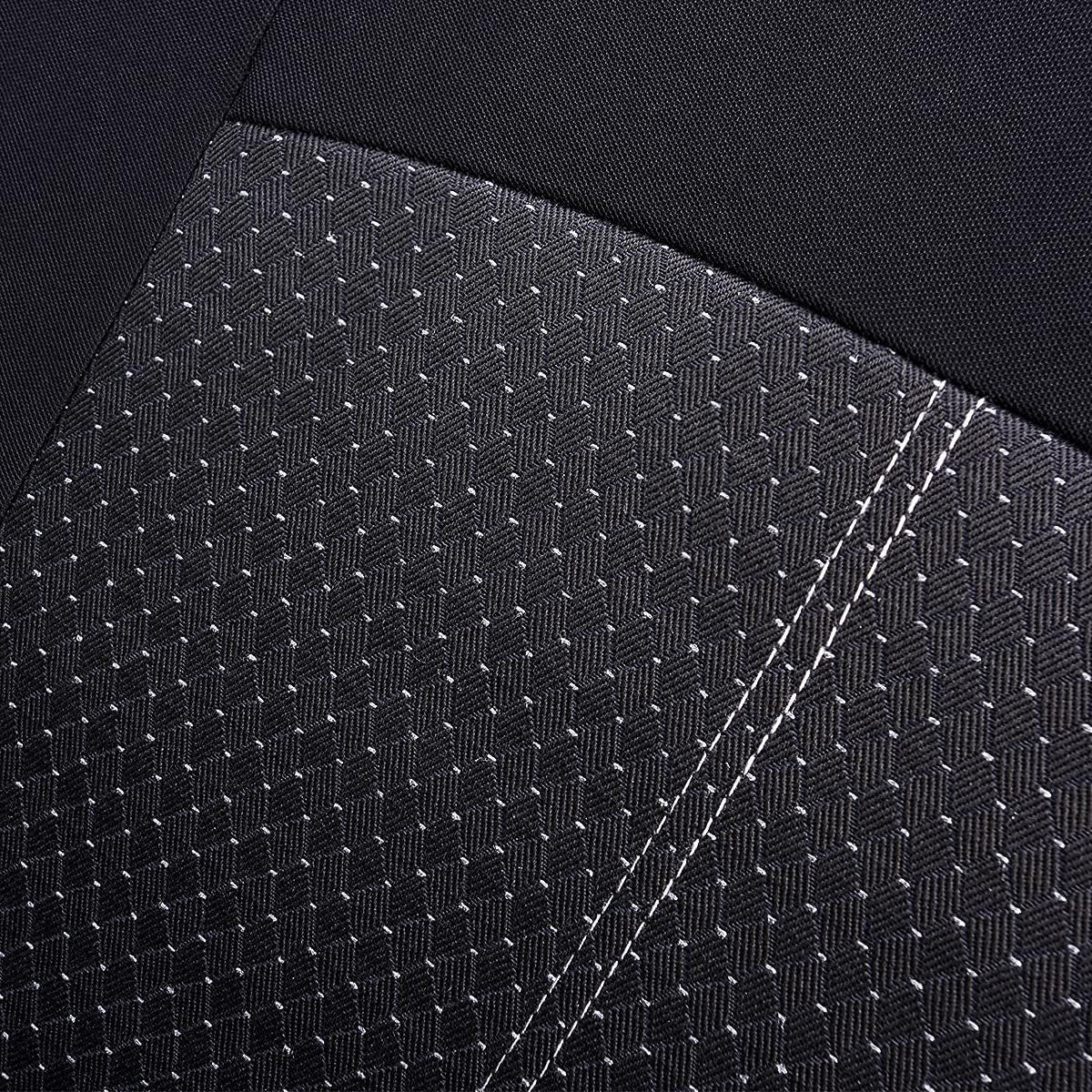 Car Seat Covers Full Set Universal Fit Most Car,Truck,Suv and Van Comfortable Airbag Compatible Jacquard & Polyester (Full Set - Low Back, Black)