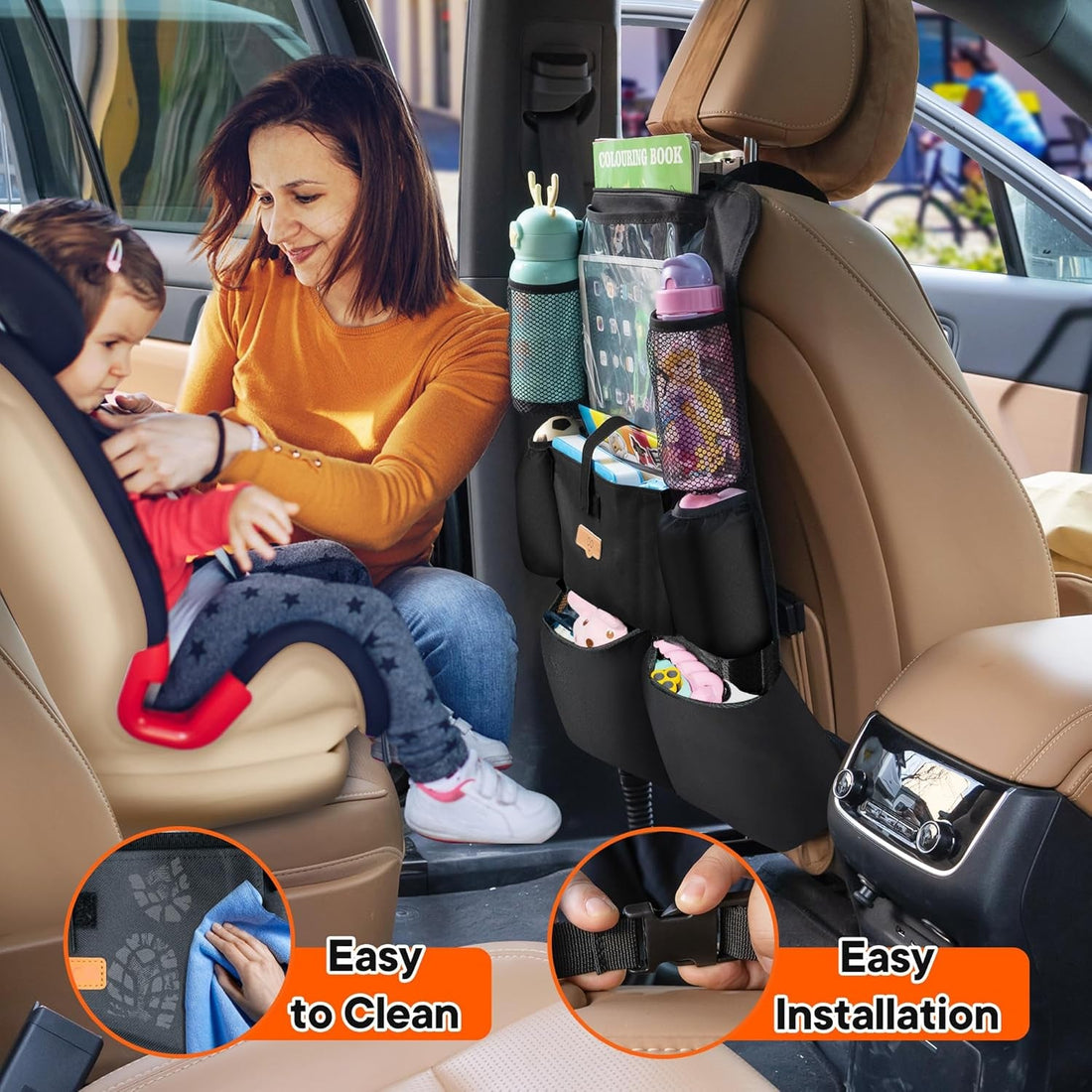 Car Organizer, 4Th Generation Enhanced Car Seat Organizer with 11'' Pvc-Free Tablet Holder