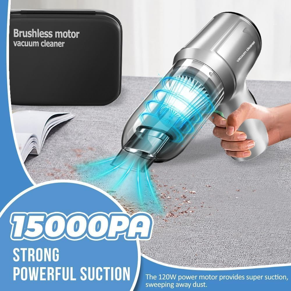 Car Vacuum Cleaner, 15000PA Handheld Vacuum Cordless Rechargeable Wireless Vacuum Brushless