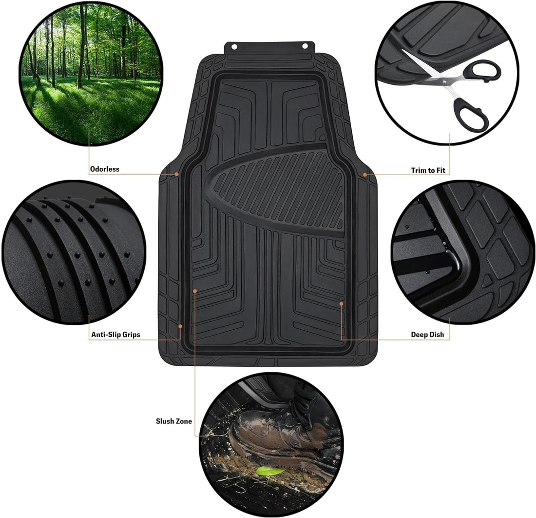 4-Piece Premium Rubber Floor Mat for Cars