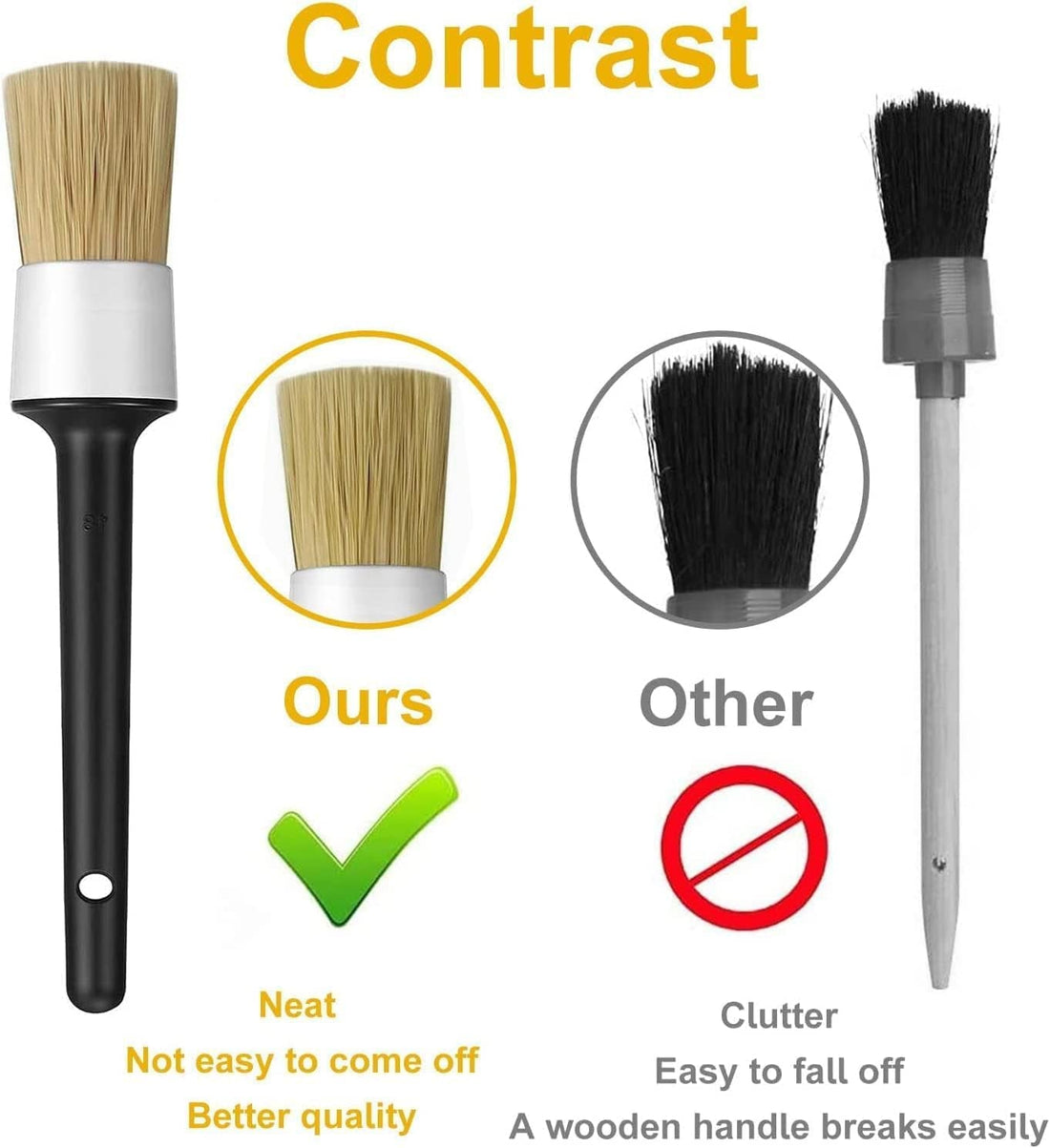 Car Detailing Brush, 5 Pcs Boar Hair Detail Brush