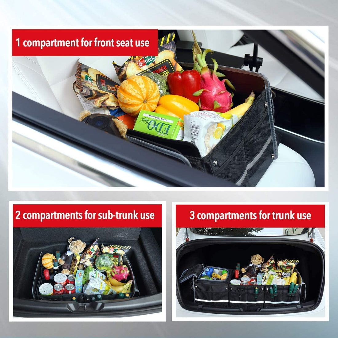 Versatile Car Trunk Organiser with Insulated Cooler Bag