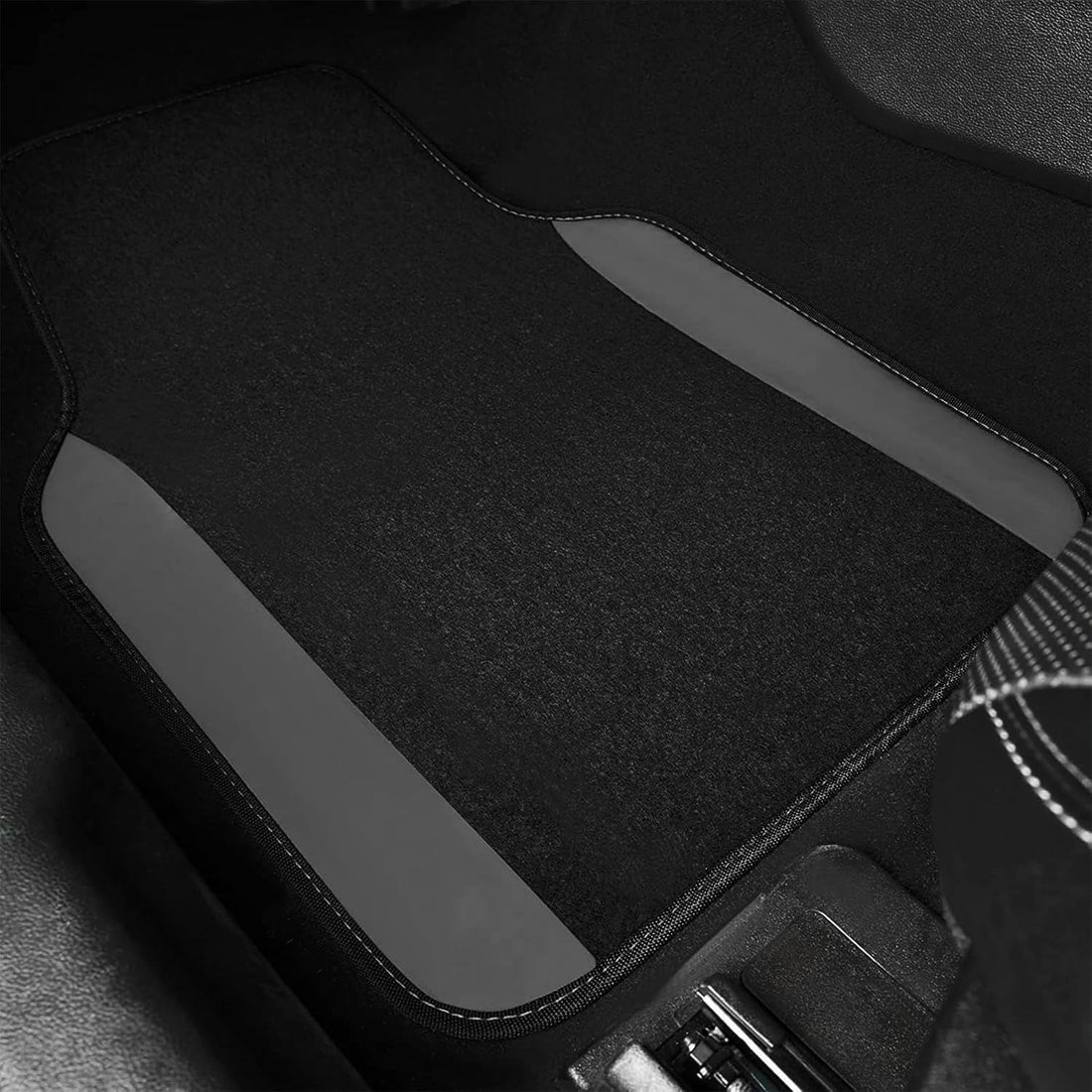 Universal Full Set Car Seat Covers & Carpet Car Floor Mats Anti-Slip Protectors Airbag Compatible Grey Black (Grey & Black)