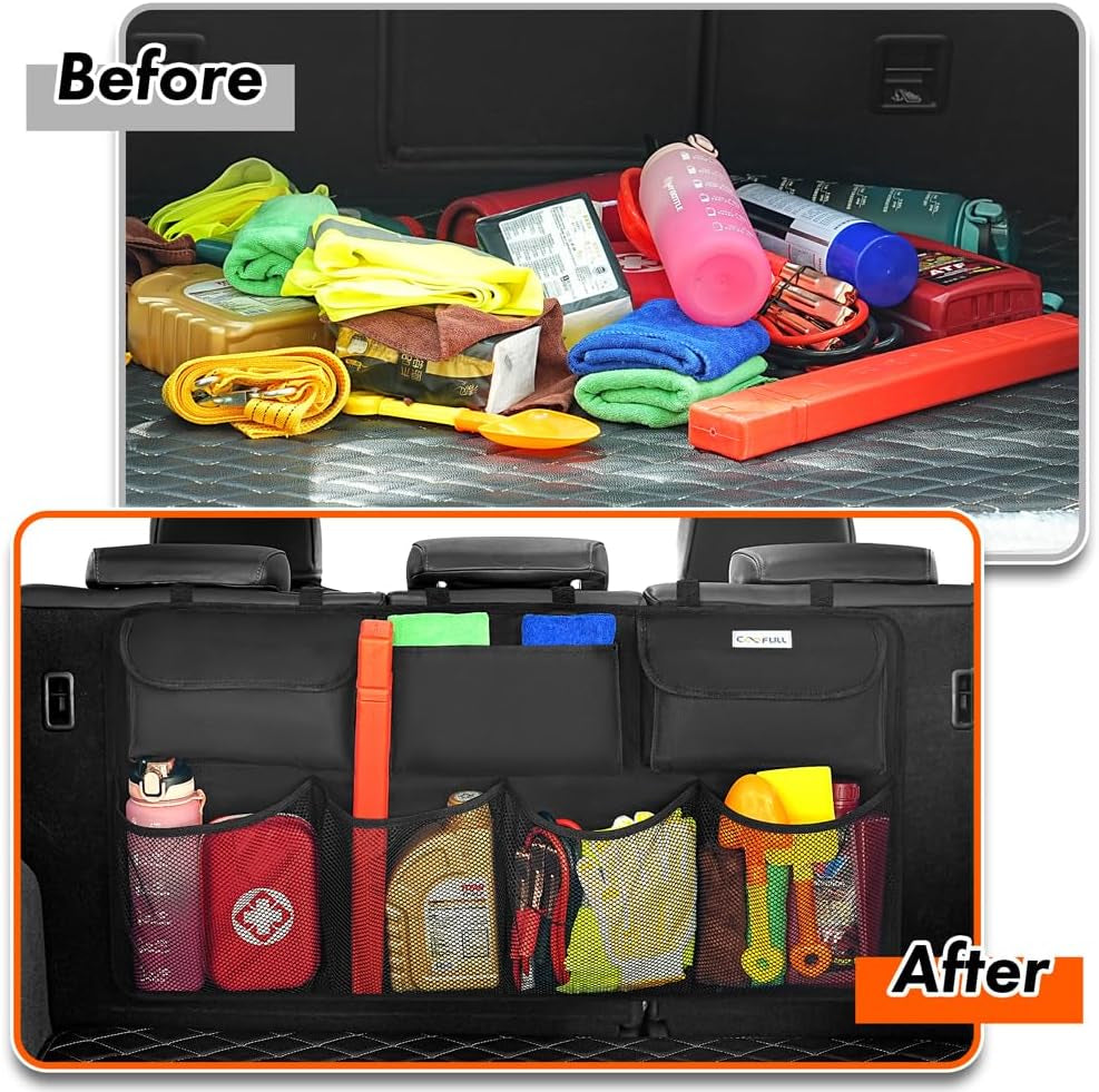 Car Trunk Organizer - Super Capacity Car Hanging Boot Organisers with 7 Enlarged Pockets