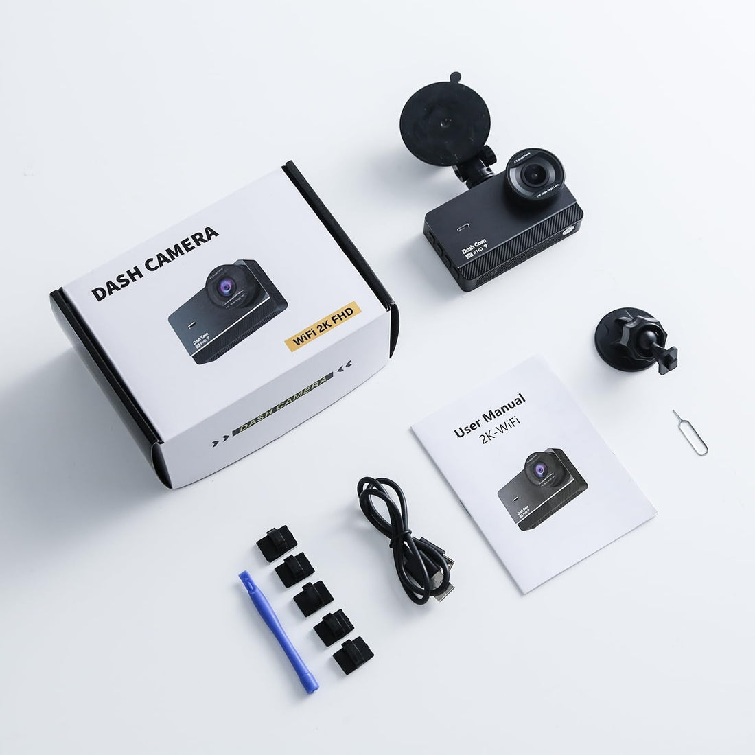 Wifi Dash Cam, 2K FHD Front Car Camera with 170°Wide Angle