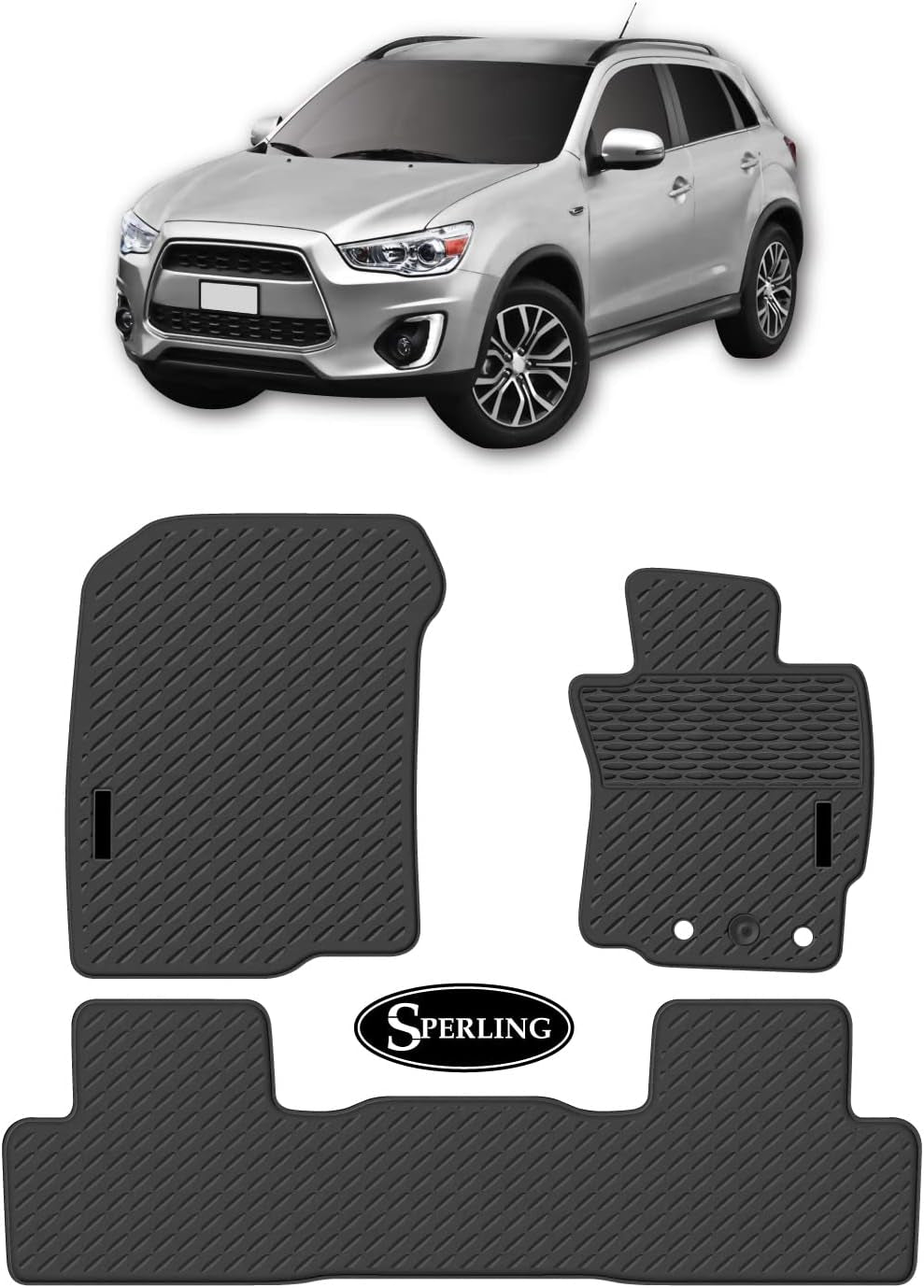 Custom Moulded Front & Rear Rubber Car Floor Mats Compatible with Mitsubishi ASX XA XB XC SUV 2010-2019