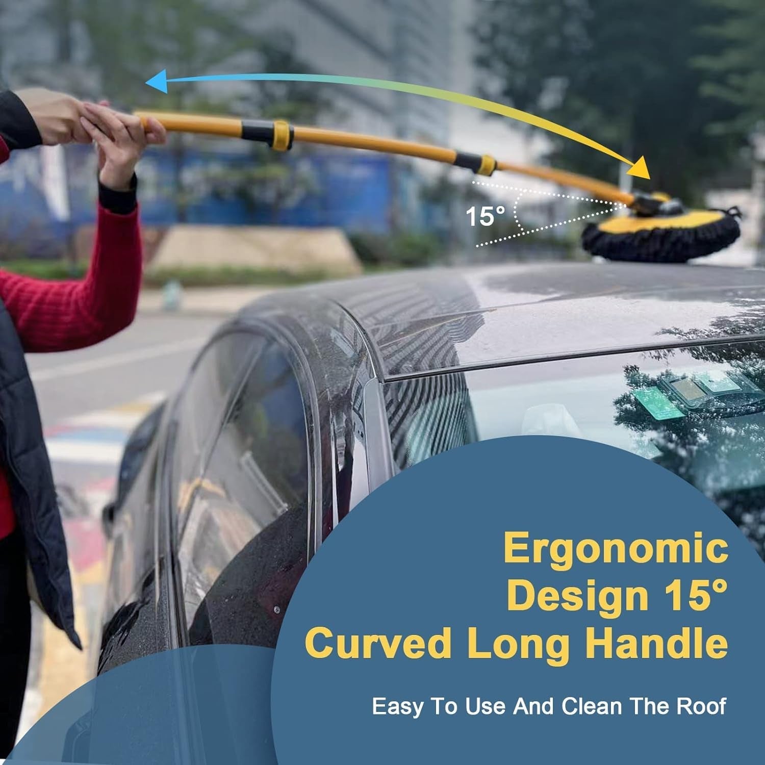 Car Wash Brush Kit, 5 Pack Detachable Chenille Microfiber Car Wash Mop Head with Long Handle