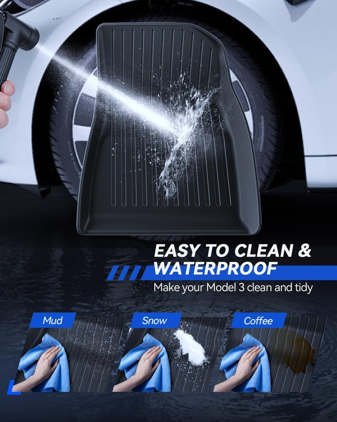 VINBY Floor Mats Made for Tesla Model 3 2024